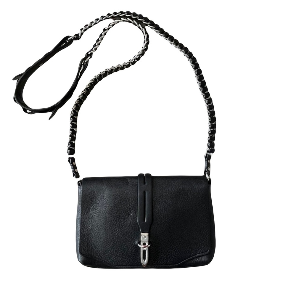 rag & bone Pebbled Leather-Woven Chain Link Crossbody Bag